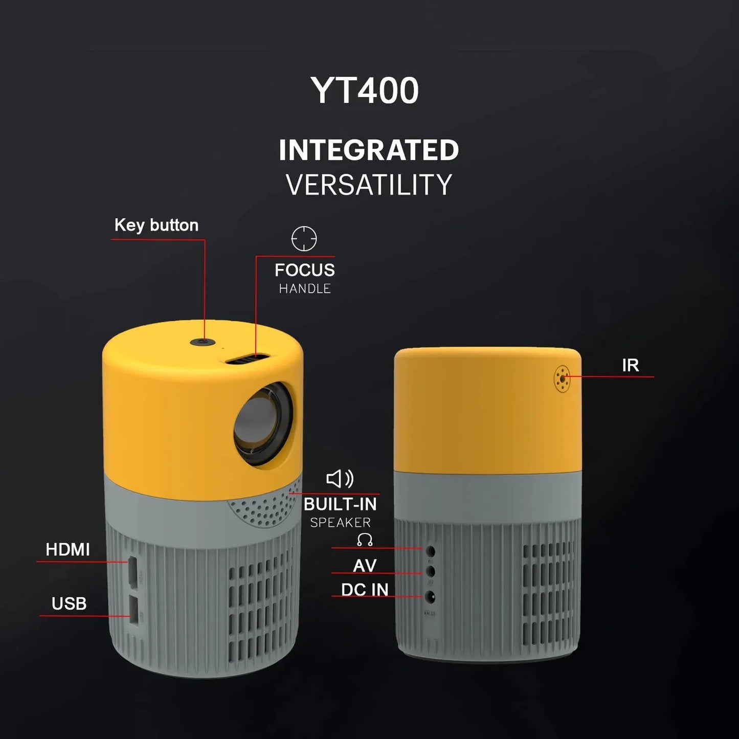 Proyector Mini P400 YT400: video 1080p, conexión a smartphone, perfect