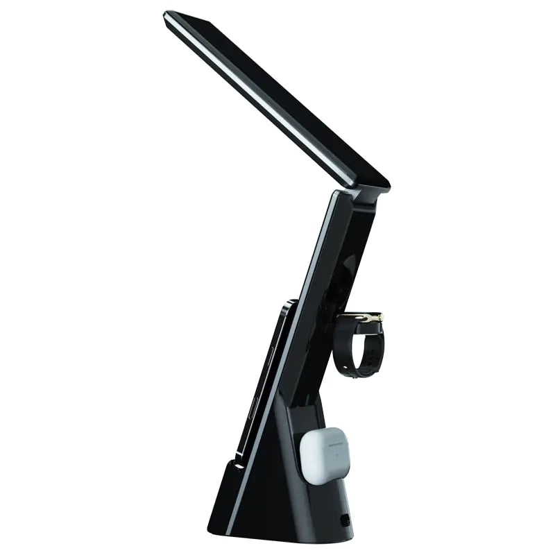 Ilumina y Potencia tu Espacio con la Lámpara de Escritorio LED 3 en 1 de 15W con Cargador Inalámbrico QI y Reloj Despertador