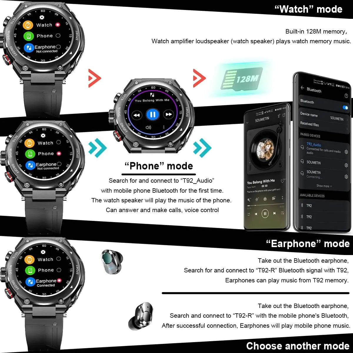 Smartwatch con audífonos Oryon™ - Sports